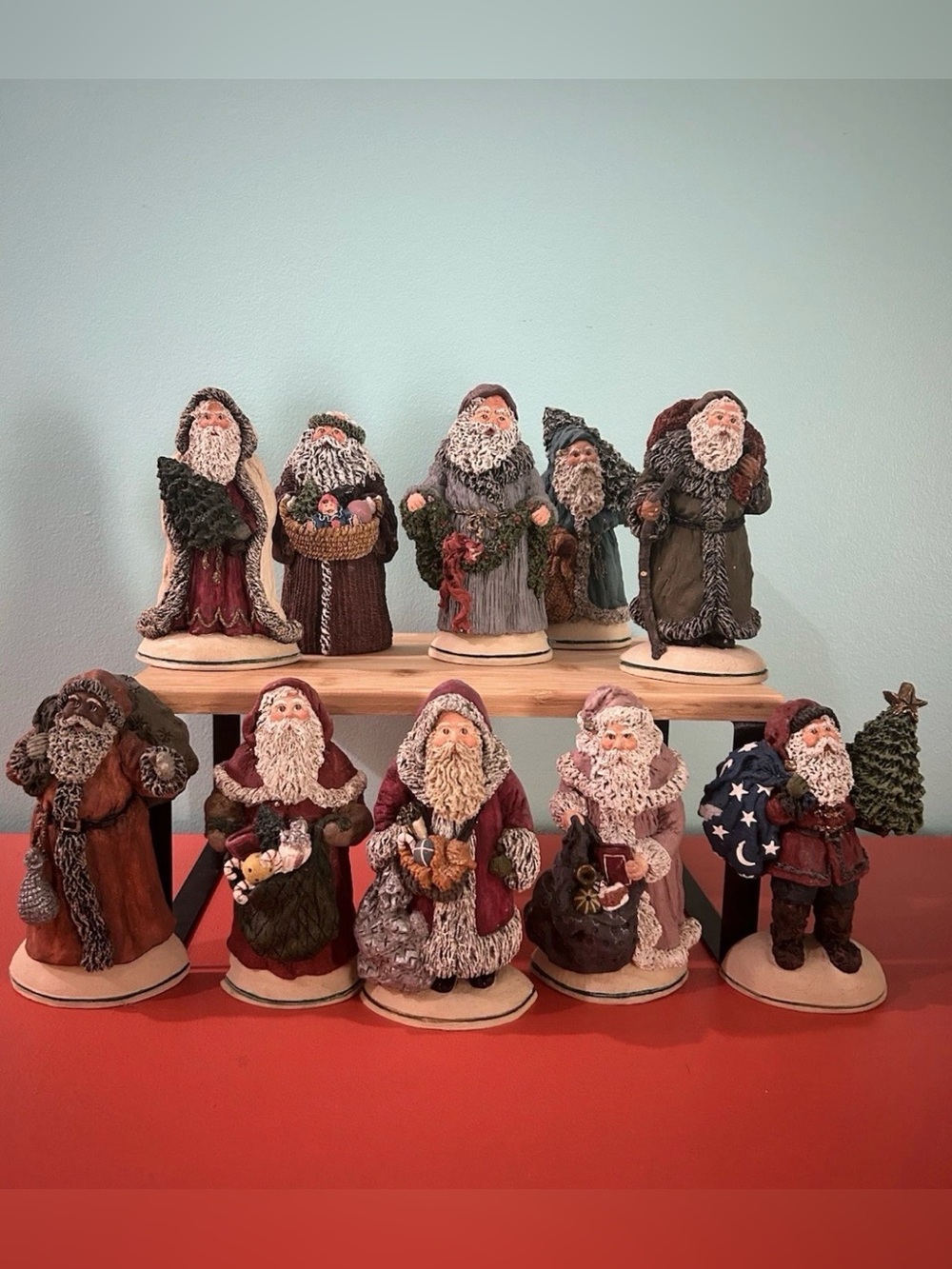 Vintage Rare Collection of June McKenna Santa Figures Lot of 10 Christmas HTF